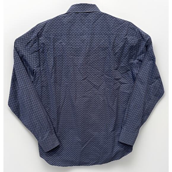 Peter Millar Dess Shirt Mens Large Blue All Over Print‎ Geometric Collection - Picture 5 of 6